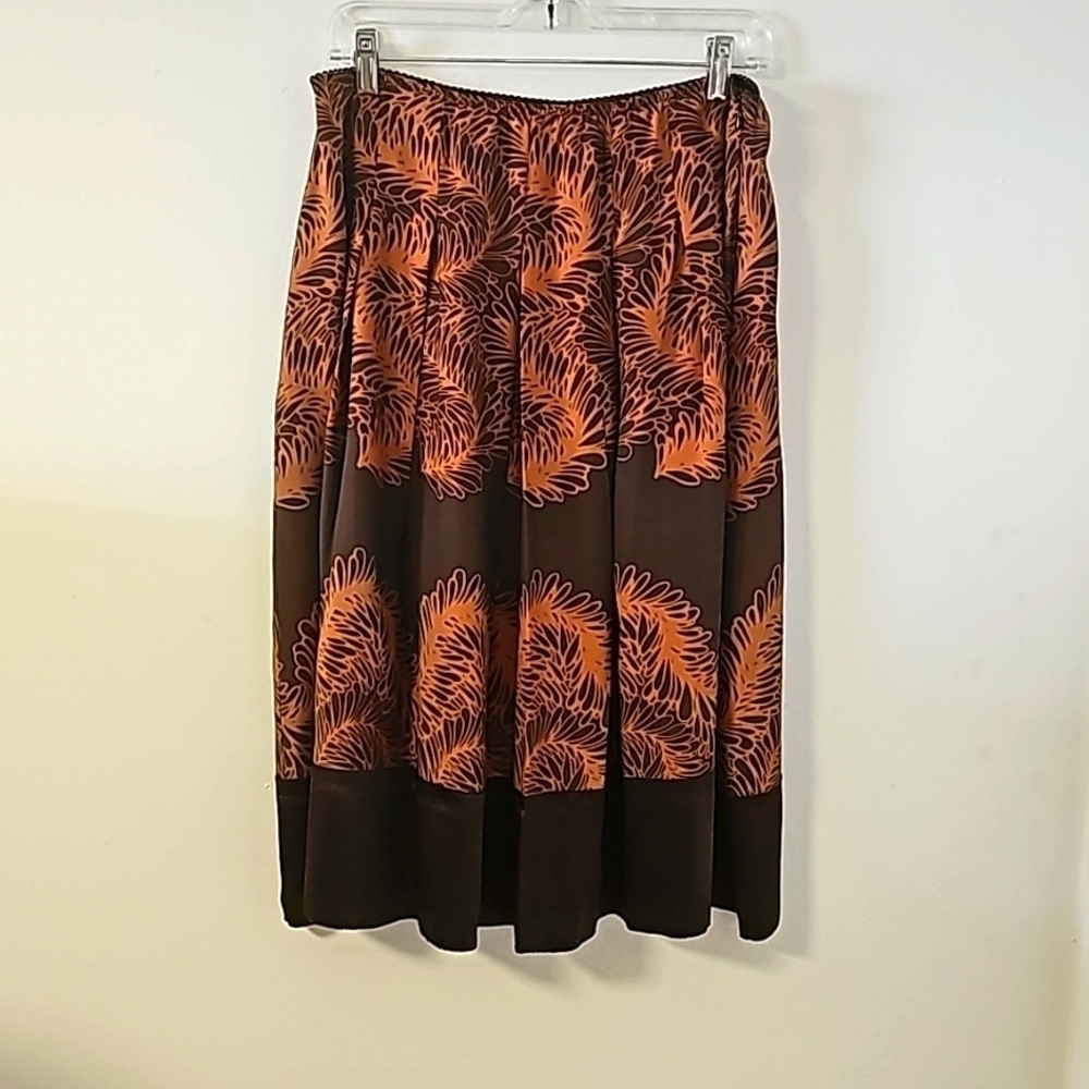 J.jill‎ 100% silk brown and rust color skirt. Lightweight and flowie. Siz…